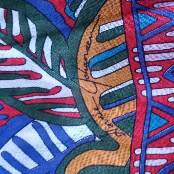 🔅VTG 1988 Ginnie Johansen🔅 - Tribal Inspired Cotton Scarf - Picture 2 of 7